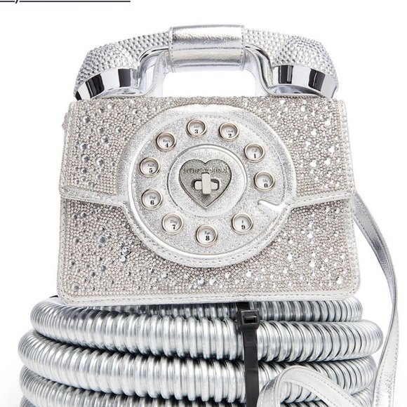 Betsey Johnson Handbags - BETSEY Party Line Million Stars Silver Metallic PHONE PURSE Crossbody Bluetooth